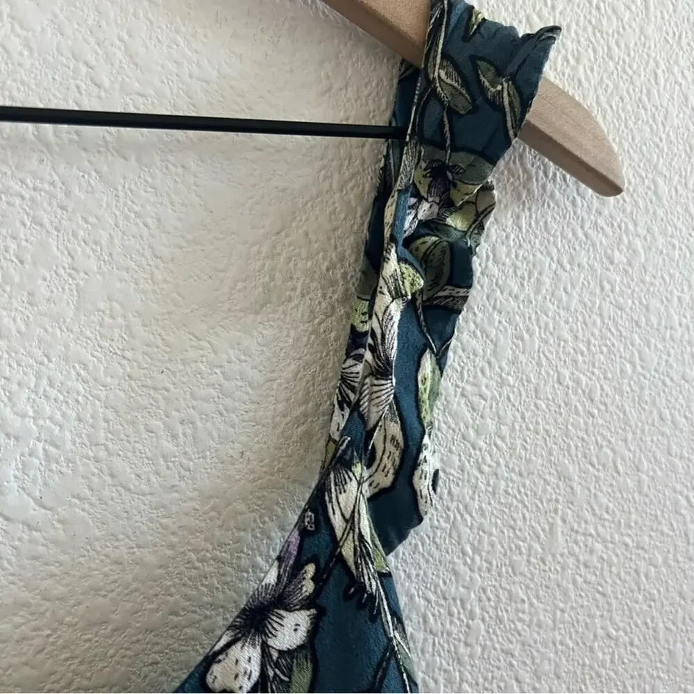 Free People Floral Green Mini Dress Tunic Top XS